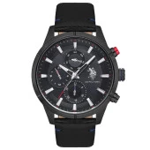 U.S. POLO ASSN. USPA1014-08 SİYAH DERİ KORDON ERKEK KOL SAATİ - 1