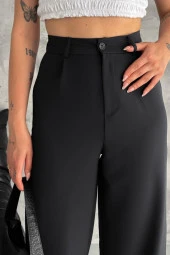 Pucka Kadın Siyah Bol Paça Dabıl Pantolon 2308 thumbnail 1