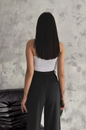 Pucka Kadın Siyah Bol Paça Dabıl Pantolon 2308 thumbnail 2