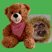 Peluş Ayıcık ve Sevgili Temalı Ahşap Hediyelik - 1