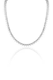 Gümüş rodyumlu pırlanta montürlü kalp kesim zirkon taşlı su yolu kolye ve bileklik seti SGTL12375RODAJ thumbnail 2