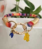 Büyük Kedi Köpek Boyun Tasması Bohem Kedi Kolyesi Yaylı Kilit 25cm - Renkli - 1