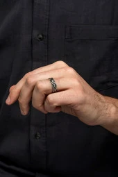 Sarmaşık Motifli Gümüş Tek Alyans Yüzük thumbnail 3