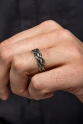 Sarmaşık Motifli Gümüş Tek Alyans Yüzük thumbnail 6