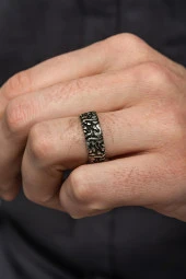 Sarmaşık Motifli Gümüş Tek Alyans Yüzük thumbnail 9