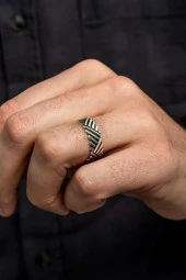 Sarmaşık Motifli Gümüş Tek Alyans Yüzük thumbnail 12