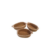 Hasır Sepet Oval Hasır Örgülü 3'lü Kulplu Çok Amaçlı Sepet Düzenleyici Organizer - 3