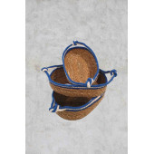 Hasır Sepet Oval Hasır Örgülü 3'lü Kulplu Çok Amaçlı Sepet Düzenleyici Organizer - 3