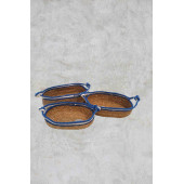 Hasır Sepet Oval Hasır Örgülü 3'lü Kulplu Çok Amaçlı Sepet Düzenleyici Organizer - 4