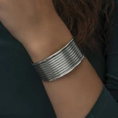 925 Ayar Gümüş Eskitme Desenli Kadın Bilezik - 5