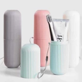 Seyahat Tipi Diş Fırçası Gözlük Makyaj Fırçası Silindir Saklama Kutusu İpli - 7