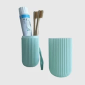 Seyahat Tipi Diş Fırçası Gözlük Makyaj Fırçası Silindir Saklama Kutusu İpli - 3