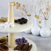 Akayev Mermer Ahşap Ayaklı İki Katlı Sunum Tabağı - 4