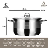 SAPHİRE SAPHİRE 28X17 CM CAM KAPAKLI DERİN TENCERE - 2