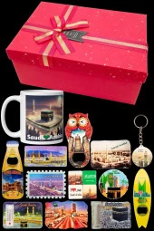 Suudi Arabistan Hediye Kutusu 10 Parça Kupa Magnet Anahtarlık Kutu thumbnail 6