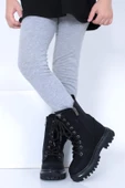 Lady Classy Kız Çocuk Fermuarlı Toka Detaylı Siyah Yanı Şerit Bot - 3