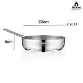 Saphire Paslanmaz Çelik 22 cm Kapaksız Çelik Tava - 5