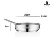 Saphire Paslanmaz Çelik 26 cm Kapaksız Çelik Tava - 5