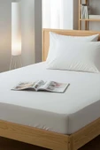 Beyaz Pamuklu Tek Kişilik Lastikli Çarşaf 100x200 - 1