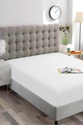 Beyaz Pamuklu Tek Kişilik Lastikli Çarşaf 100x200 - 2
