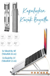 Metal Laptop Tablet Standı Tüm Modellerle Uyumlu Yükseltici Açı Ayarlı Katlanır Tablet Tutucu - 6