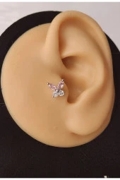 Kelebek ModelTragus Helix Piercing Ear Cuff Kıkırdak Çelik Küpe - 1