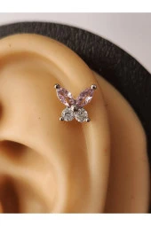 Kelebek ModelTragus Helix Piercing Ear Cuff Kıkırdak Çelik Küpe - 3