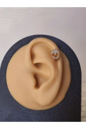 Kuru Kafa İskelet Skull ModelTragus Helix Piercing Ear Cuff Kıkırdak Çelik Küpe - 2