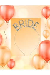 Bride Pırlanta Model Metal Kristal Taşlı Taç Bekarlığa Veda Nedime Tacı - 1