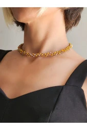 Etnik Bohem Sarmal Dönmeli Model Kristal Sarı Kristal Boncuk Kolye - 3
