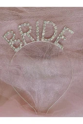 Bride Pırlanta Model Metal Kristal Taşlı Taç Bekarlığa Veda Nedime Tacı - 3