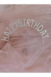 Doğum Günü Happy Birthday Metal Kristal Taşlı Taç - 3