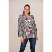 Büyük Beden Çizgili Ceket - 2