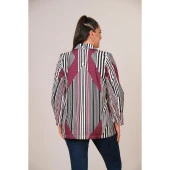 Büyük Beden Çizgili Ceket - 3