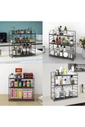 Ayarlanabilir Raflı 40cm Baharatlık, Organizer, Düzenleyizi Tezgahüstü Banyo, Mutfak, Ofis Model-1 Siyah - 2