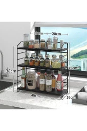 Ayarlanabilir Raflı 40cm Baharatlık, Organizer, Düzenleyizi Tezgahüstü Banyo, Mutfak, Ofis Model-1 Siyah - 3