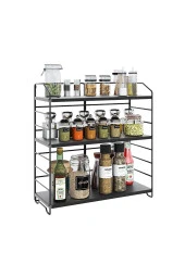 Ayarlanabilir Raflı 40cm Baharatlık, Organizer, Düzenleyizi Tezgahüstü Banyo, Mutfak, Ofis Model-1 Siyah - 4