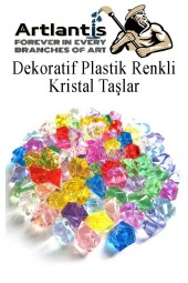 Dekoratif Plastik Renkli Kristal Taşlar 45 li 1 Paket Elmas Taşlar Oyuncak Değerli Taşlar - 1