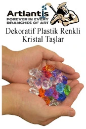 Dekoratif Plastik Renkli Kristal Taşlar 45 li 1 Paket Elmas Taşlar Oyuncak Değerli Taşlar - 2
