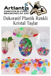 Dekoratif Plastik Renkli Kristal Taşlar 45 li 1 Paket Elmas Taşlar Oyuncak Değerli Taşlar - 4