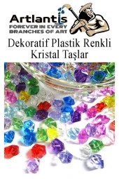 Dekoratif Plastik Renkli Kristal Taşlar 45 li 1 Paket Elmas Taşlar Oyuncak Değerli Taşlar - 5