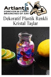 Dekoratif Plastik Renkli Kristal Taşlar 45 li 1 Paket Elmas Taşlar Oyuncak Değerli Taşlar - 6