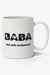 BABA Seni Çok Seviyorum Babalar Günü Baskılı Kupa Bardak Baskılı Kahve Kupa Bardak - 1