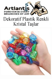 Dekoratif Plastik Renkli Kristal Taşlar 45 li 1 Paket Oyuncak Elmas Taşlar Oyuncak Değerli Taşlar - 2