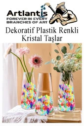 Dekoratif Plastik Renkli Kristal Taşlar 45 li 1 Paket Oyuncak Elmas Taşlar Oyuncak Değerli Taşlar - 3