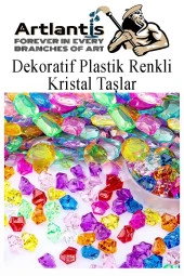 Dekoratif Plastik Renkli Kristal Taşlar 45 li 1 Paket Oyuncak Elmas Taşlar Oyuncak Değerli Taşlar - 5