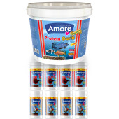 Amore Protein Garlic Malawi Ciklet 2.4Kg Pro Chips Sarımsaklı Kova Balık Yemi,Betta-Goldy-4x125ml - 1