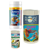 Tropical Mix Selection 125ml, Rose Guppy 250ml, Protect Algae Garlic Pro 100ml Tropik Balık Yemi Set - 1