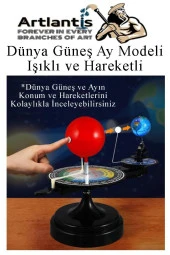 Dünya Güneş Ay Modeli Işıklı ve Hareketli 1 Adet Güneş Sistemi Deney Seti Astronomi Solar Sistem Deney Seti - 2