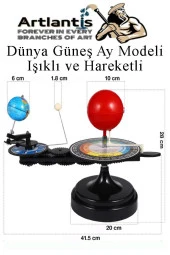 Dünya Güneş Ay Modeli Işıklı ve Hareketli 1 Adet Güneş Sistemi Deney Seti Astronomi Solar Sistem Deney Seti - 3